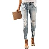 DGRPI Women's Boyfriend Skinny Jeans Ripped Distressed Stretchy Denim Pants
