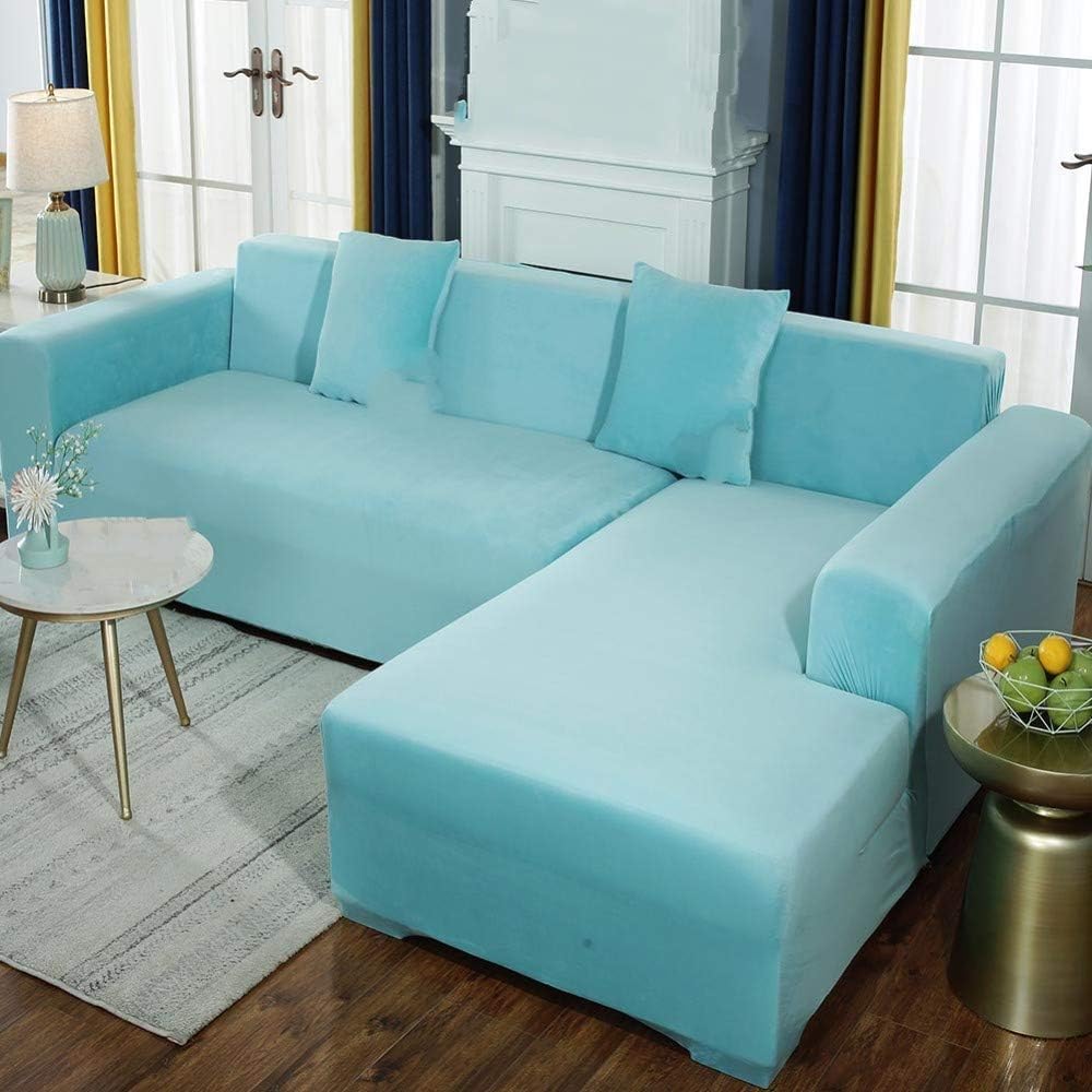 Sofa Cover, Sofa Cover Light Blue Thick Velvet Sofa Cover Universal