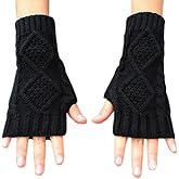 Novawo Womens Winter Arm Warmers Warm Fingerless Gloves Hand Crochet