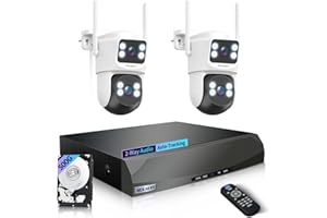 WEILAILIFE 【2-Way Audio & Auto Tracking】 4MP PTZ Security Cameras Wireless Outdoor, WiFi Home Security Camera System, Video Surveillance DVR Kits
