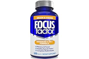 Focus Factor Adults Brain and Vision Supplement, 120 Count - Eye Vitamin, Mineral Supplement & Complete Multivitamin w/Lutein & Zeaxanthin – Brain Supplement for Focus, Concentration, Memory
