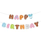 Happy Birthday Banner, Multicolored Cartoon Happy Birthday Banner Doll Party Backdrop for Girls Boys Cartoon Theme Banners for Party Decoration