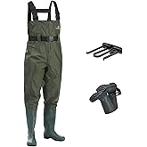 FISHINGSIR Fishing Waders for Men, 2-Ply Nylon/PVC Waterproof Women Chest Wader with Boots, Bootfoot Hunting Waders