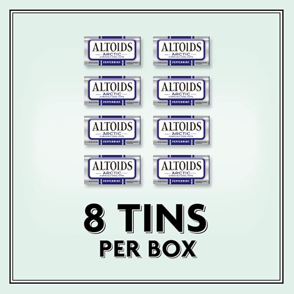 ALTOIDS ARCTIC PEPPERMINT BREATH MINTS HARD CANDY BULK, 1.2 OZ TIN (PACK OF 8)