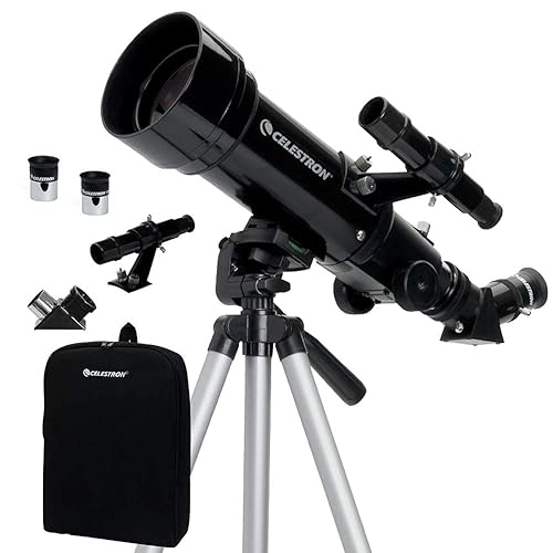 Celestron Travel Scope 70 Portable Refractor Telescope – 70mm Aperture, Fully-Coated Glass Optics – Includes Tripod, Backpack & Software – Ideal for Beginners & Travel