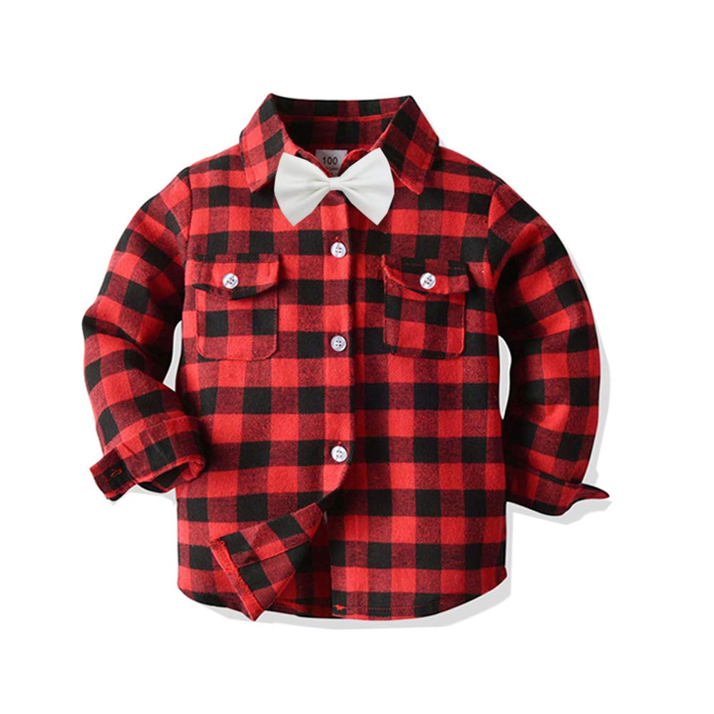 Buy Unisex Toddler Kids Baby Girls Red Printed Plaid Shirt Long Sleeve