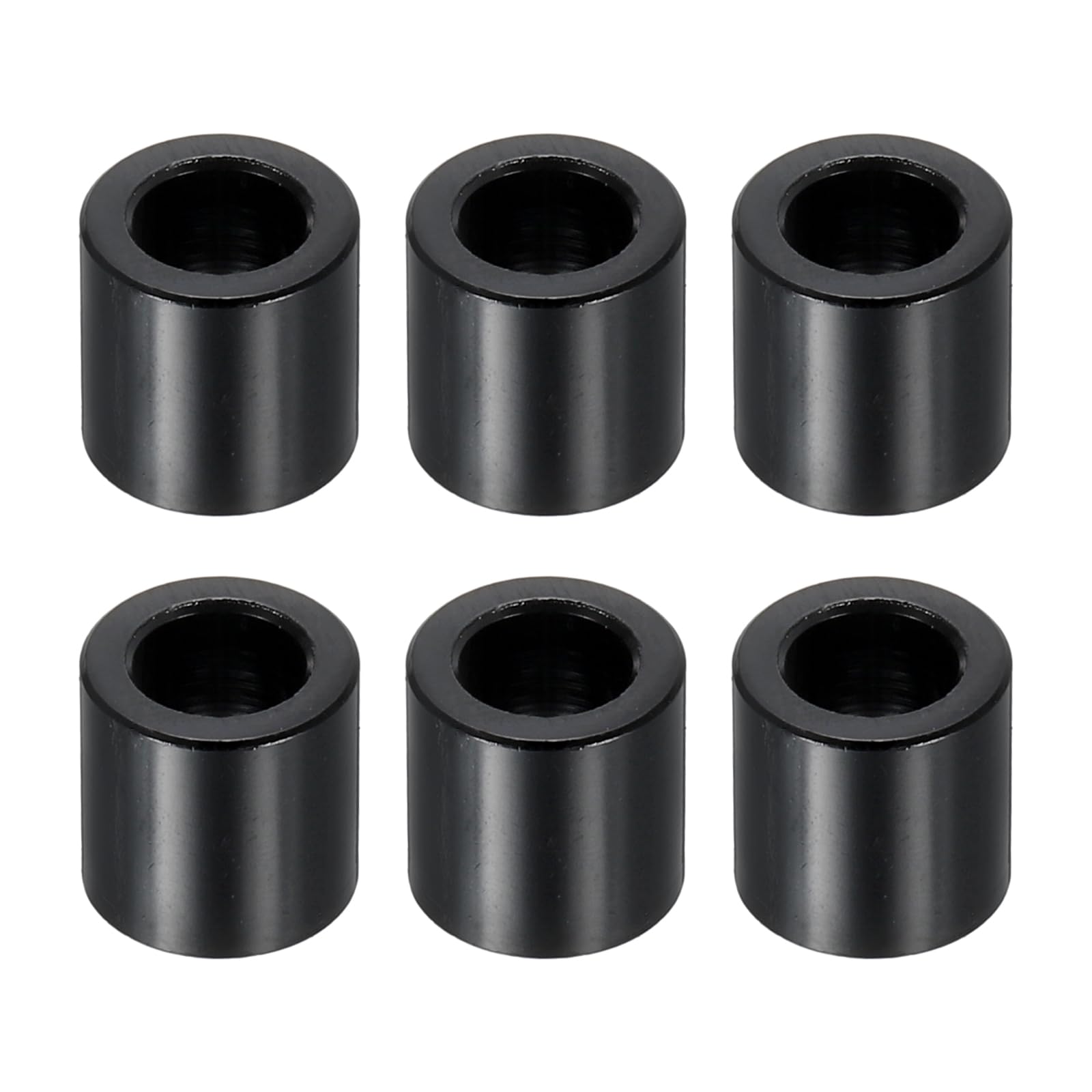 PATIKIL M6 Aluminum Spacers, 6 Pcs Metal Spacers Aluminum 6.2mm ID x 10mm OD x 10mm L Aluminum Spacer Screw Standoff Round for 1/4" or M6 Screw Bolts,Black