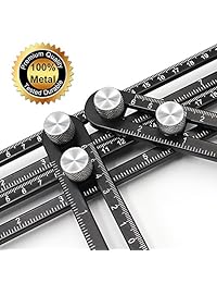 BLENDX Herramienta de plantilla herramienta de diseño de aleación de aluminio de alta calidad multiángulo regla de medición profesional herramienta para hombres de mano, constructores, artesanos, bricolaje   negro