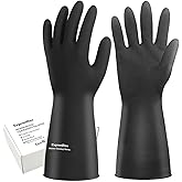 Exprosiflux Heavy-Duty Thick Black Rubber Cleaning Gloves, 3 Pairs, XL | Reusable &amp; waterproof black/orange dual layers. Non-slip design for dishwashing, kitchen cleaning, and auto care.