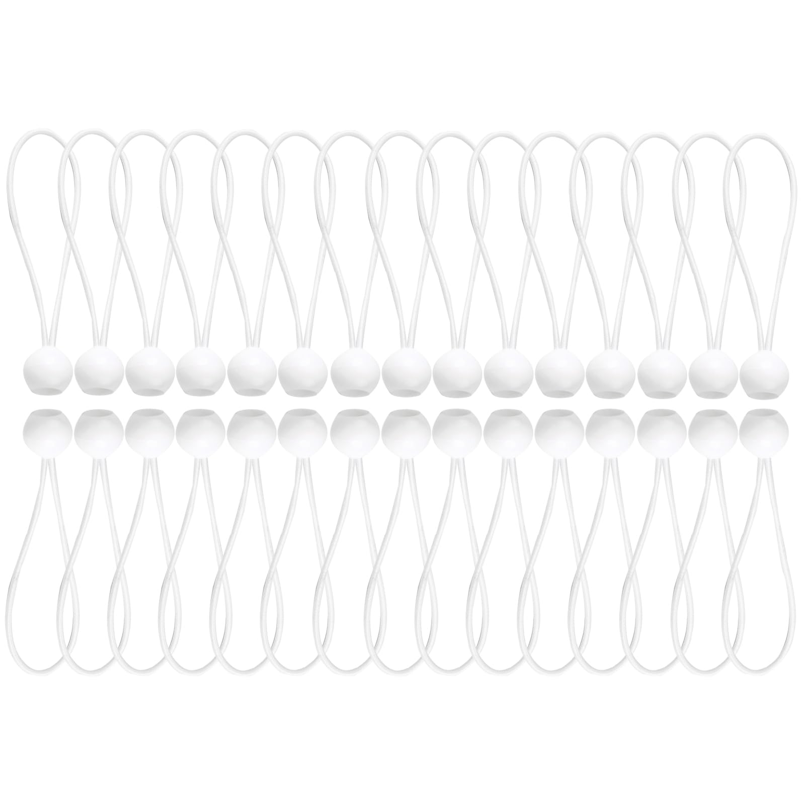 Bungee Cord with Balls,30 Pack 6 inch, Marquee Bungee Toggles Tensioning Belts for Marquees, Tents Banners, Tent Poles, Flag Poles, Camping Tarp,tarpaulin holder, White