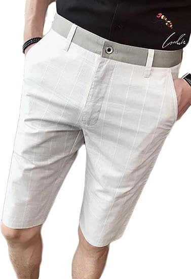 Amazon Gergeousメンズ 綿麻 短パン チェック柄 ショートパンツ スリム ビジネス 通勤 ハーフパンツ 夏物 メンズショーパン ショートパンツ 通販