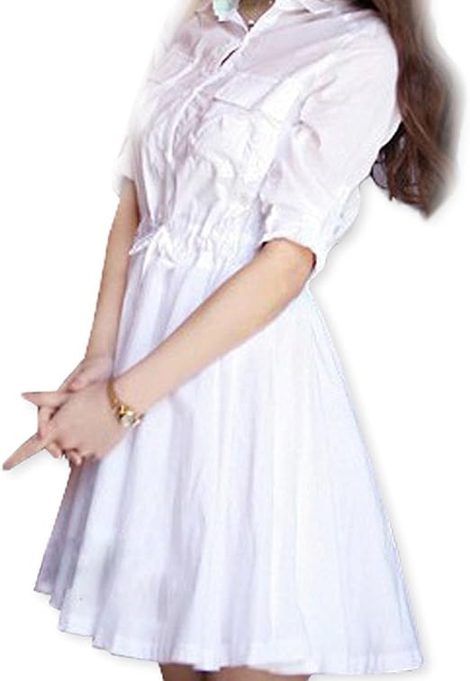 Amazon 即日発送 シャツワンピース ワンピース レディース 白 長袖 フレアワンピース 春 夏 きれいめ 膝丈 ワンピース チュニック 通販