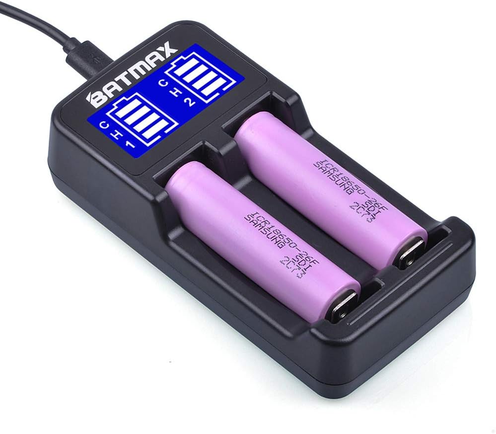 Batmax LCD Universal Intelligent USB Dual Battery Charger for Li-ion/Ni-MH/Ni-Cd 18650 18490 18350 17670 17500 16340(RCR123) 14500 A AA AAA AAAA Rechargeable Batteries: Home Audio & Theater