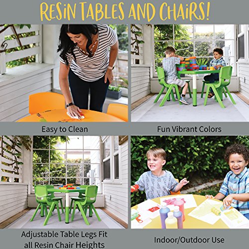 ECR4Kids 40" Round Resin Activity Table with Five 12" Resin Chairs - Indoor/Outdoor Kids Seating Set for Classrooms, Daycares, Playgrounds, Blue (Pack of 6) - Thumbnail 3