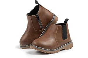 Miamooi Toddler Girls Boys Combat Ankle Boots Little Kid Waterproof Outdoor Chelsea Fall Booties Leather Comfort Shoes (Toddler/Little Kid)