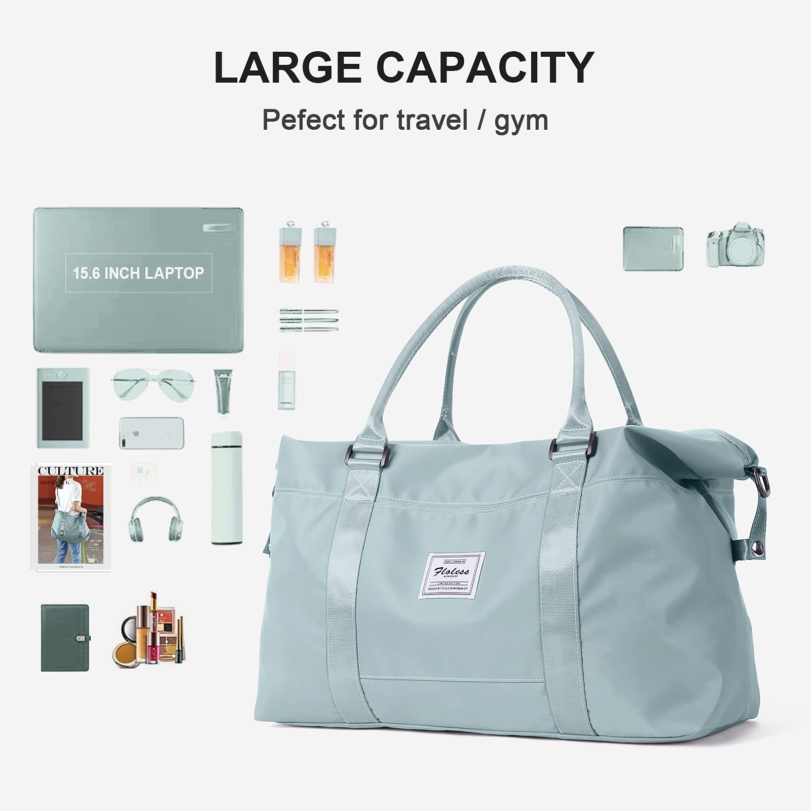 SEAFEW Sport Travel Duffle Bag Large Gym Tote Bag for Women, Weekender Carry on Bag for Airplane, Ladies Beach Overnight Bag Waterproof Luggage Bag with Wet Pocket