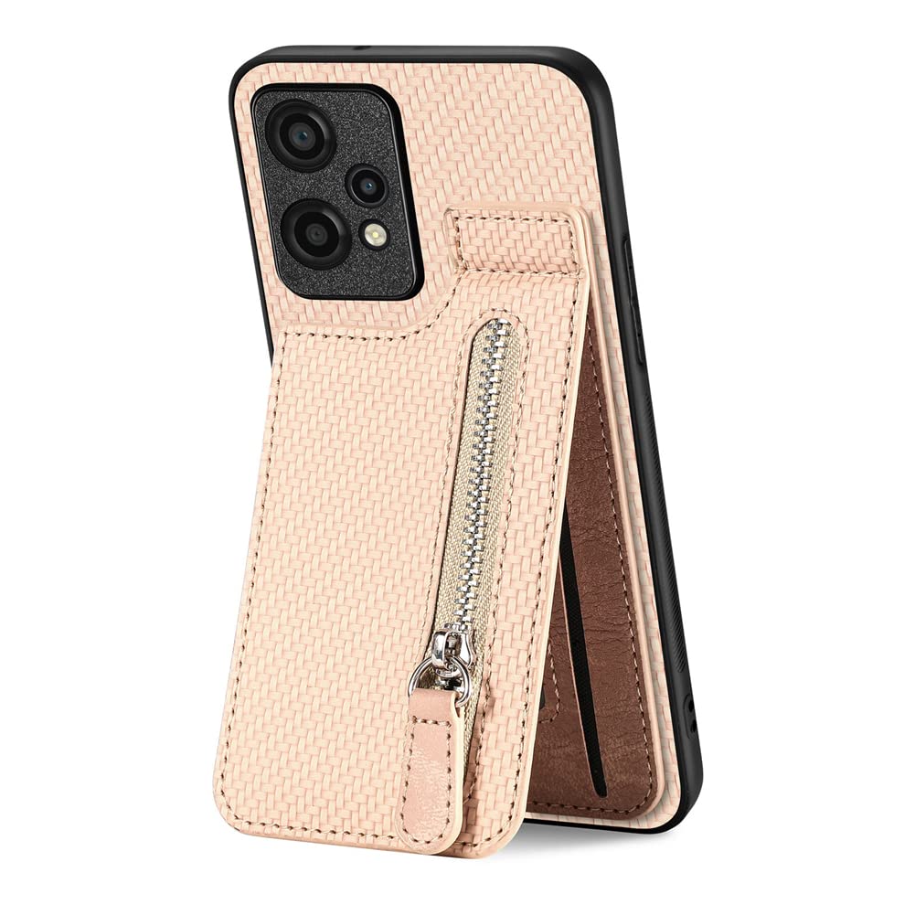 IMEIKONST Wallet Case for Honor 200 Lite, PU Leather Magnetic Flip Card Holder Slots Top and Bottom Opening Zip Case Slim Durable PC + TPU Bumper Cover for Honor 200 Lite. Apricot SD1