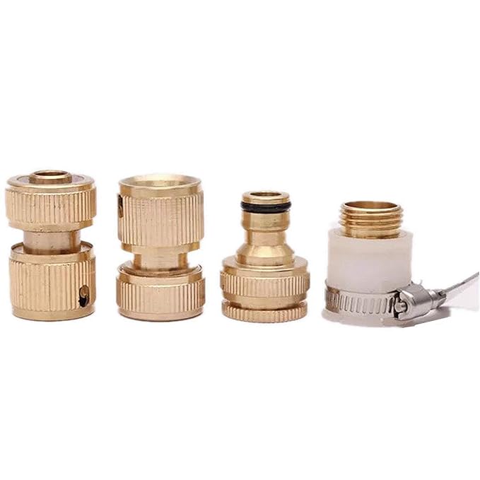 UCTOP STORE 4 Stück Messing Schnellverbinder Set Universal Anschluss Wasserhahn Adapter Durchflussanschluss Garten Bewässerun