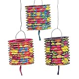 Fun Express - Set of Paper Hawaiian Luau Hibiscus Lanterns (1-Pack of 12)