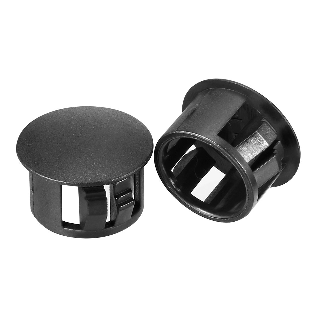 sourcingmap Hold Plugs,20pcs 14mm x 10.4mm Black Nylon Round Snap Locking Panel Hole Cover — image 1