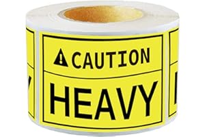 REMARKABLE 300 Pcs Caution Heavy Sticker, 2 x 3 inch Fluorescent Yellow Heavy Special Handling Shipping Pallet Label Stickers for Shipping and Packing