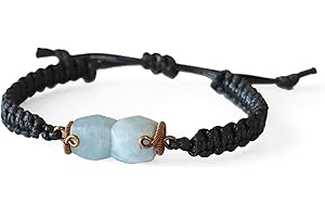 Natural Crystal Bracelet for Men - NEW Genuine Aquamarine Bracelet, Men's Raw Crystal Bracelet, March Birthstone Men's Jewell