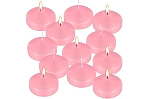 12 Pcs 3 inch Romantic Pink Floating Candles, Smokeless and Unscented, Burns for 8-10 Hours, are Ideal for Weddings, Parties 