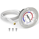 MEANLIN MEASURE Vapor Capillary Refrigeration Thermometer with Stainless Steel Front Flange Mount, 2" Dial, 48" Capillary Length, Temperature Range -40-65&deg;F/-40-20&deg;C, Accuracy 2%