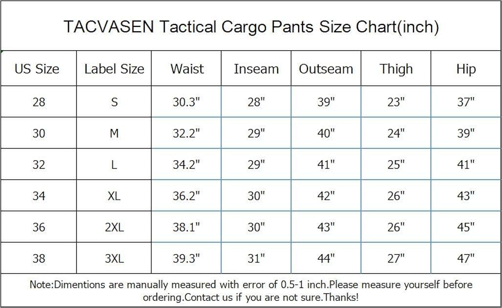 TACVASEN Men's Outdoor Tactical Pants Lightweight Assault Cargo Casual Cotton Pants: Clothing
