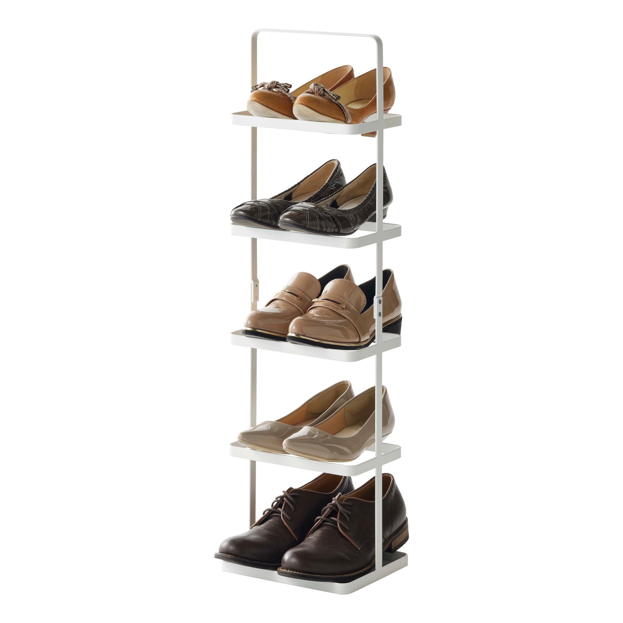 Yamazaki 2478 TOWER Shoe Rack Tall, white, Steel, Minimalist, 22 x 18 x 77.5 cm
