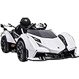 Aosom 12V Electric Ride-on Car, Licensed Lamborghini V12 Vision Gran Turismo Battery-Powered Ride-on Toy with Remote Control, Music, LED Lights, for 3-6 Year Old Boys and Girls, White