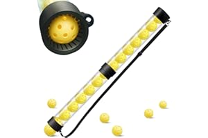 NEESEEYEE Tennis Ball & Pickleball Picker Holds 14 Balls, Ball Pickup Tube with Shoulder Strap, Lightweight Easy Pickup Portable Ball Holder, Pickleball & Tennis Ball Hopper