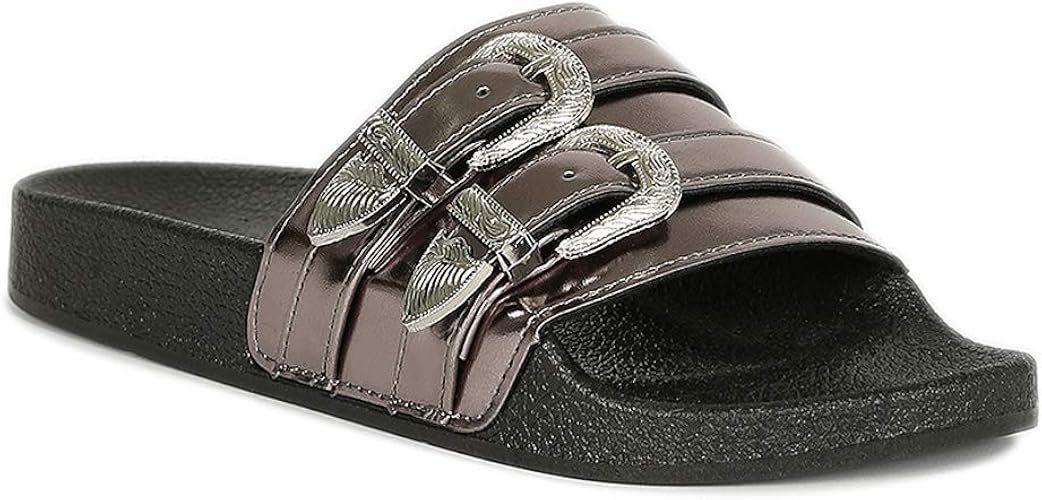 black western buckle sandals