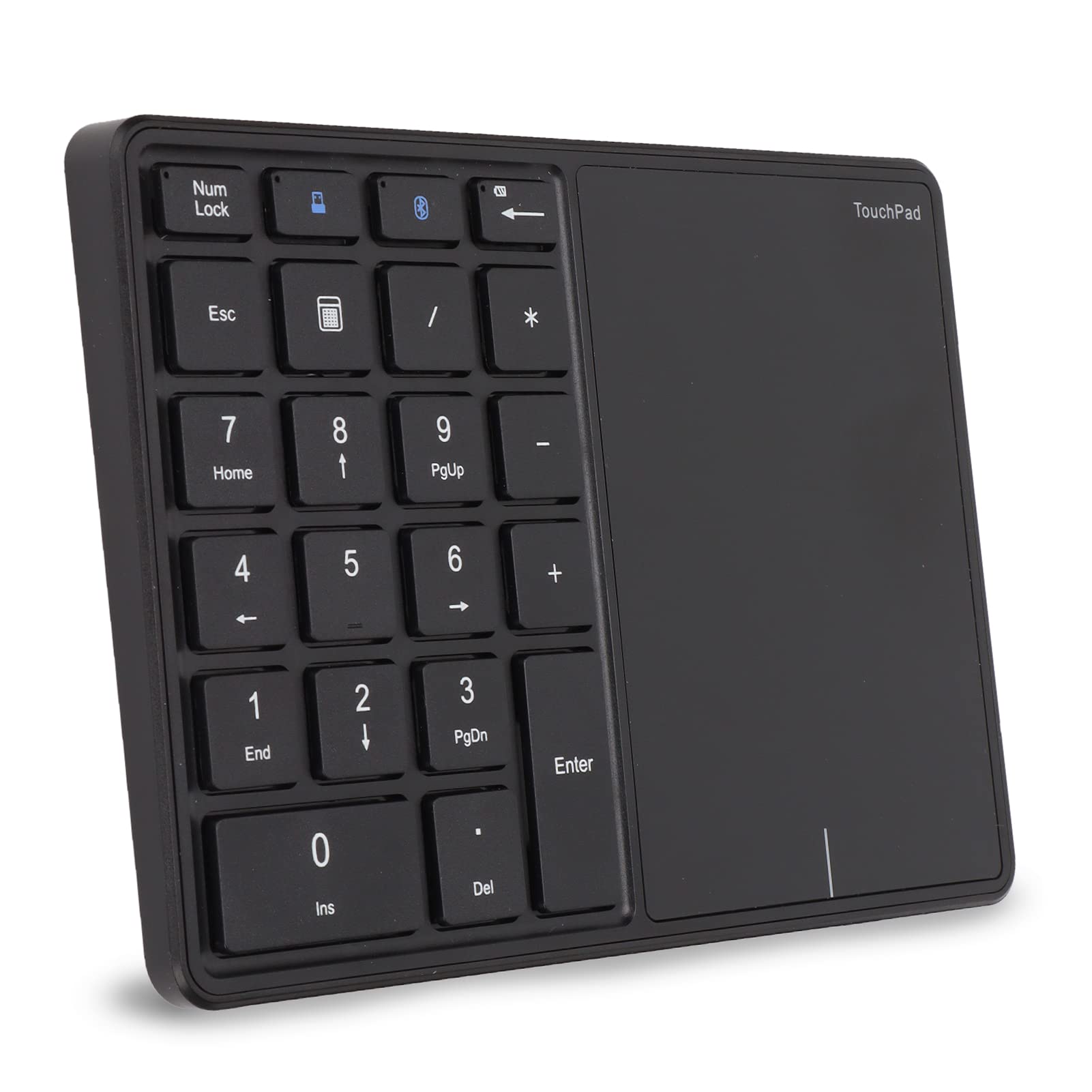 Yunseity 2.4G Wireless Numeric Keypad with Touchpad, 22 Keys Portable Bluetooth Number Pad, Financial Accounting USB C Rechargeable Number Keyboard(Black)