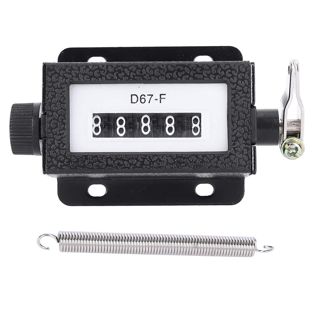 FAUOSWUK D67-F Digital Counter, 0-99999 5 Digit Resettable Mechanical Pull Counter Metal Hand Counter Black with Spring for Sport Row School Event Handheld Click Counter