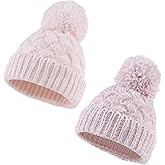 PESAAT Knit Toddler Girl Winter Hat Autumn Baby Boy Beanie Twist Infant Beanies Kids Hats with Pompom