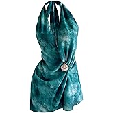 Floerns Women's Summer Dress Halter Cowl Neck Metal Starfish Ruched Beach Vacation Clothes