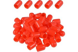 DMiotech 50 Pack 5/16" ID Red Screw Thread Protectors Rubber End Caps Bolt Covers for Screw Bolt Furniture Pipe