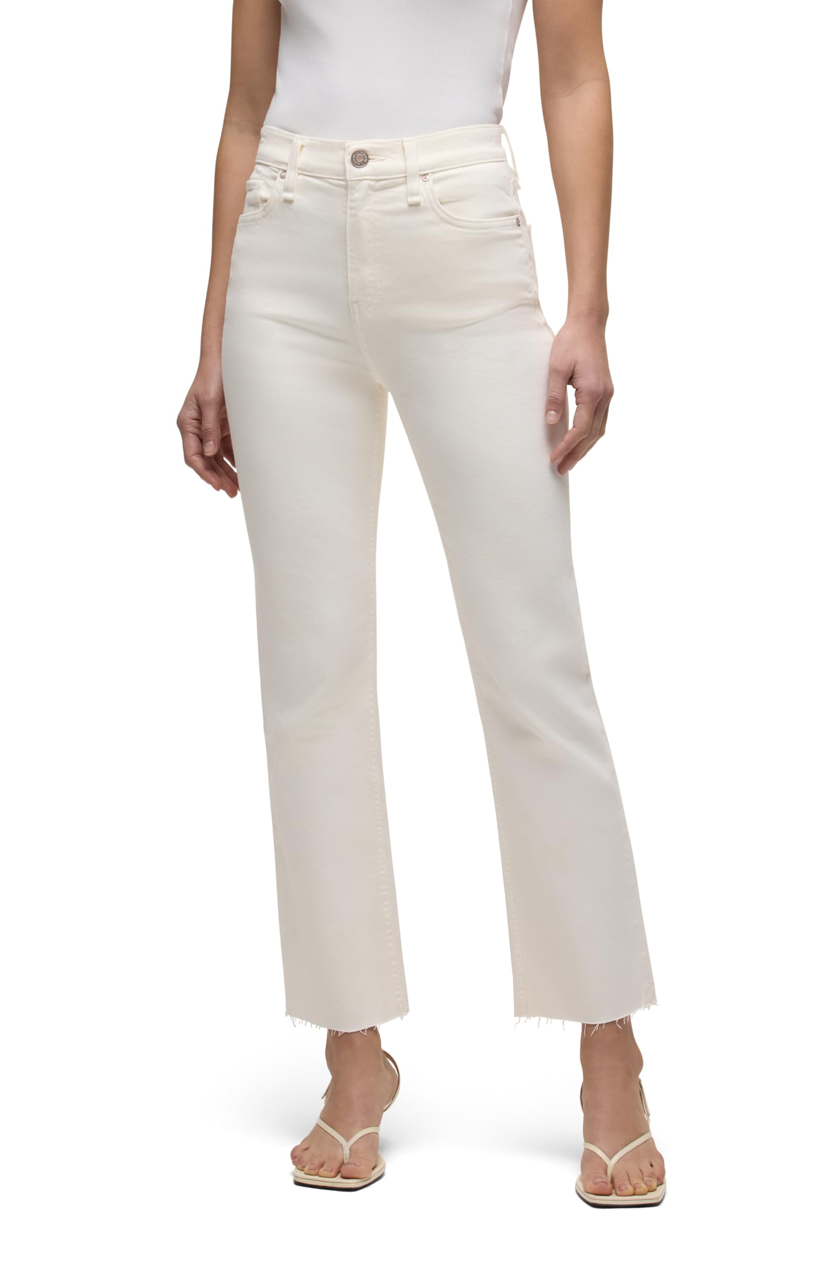 Hudson Women’s Remi High-Rise Straight Leg Ankle Jean, Ecru, 27