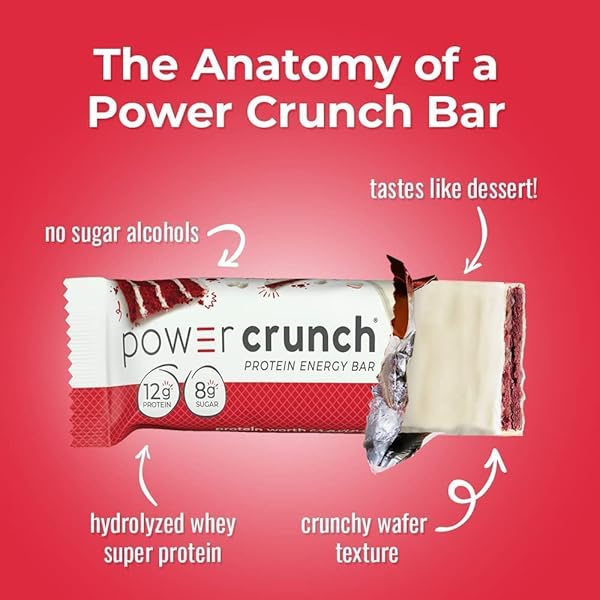 POWER CRUNCH PROTEIN WAFER BARS, HIGH PROTEIN SNACKS WITH DELICIOUS TASTE, RED VELVET, 1.4 OUNCE (12 COUNT)