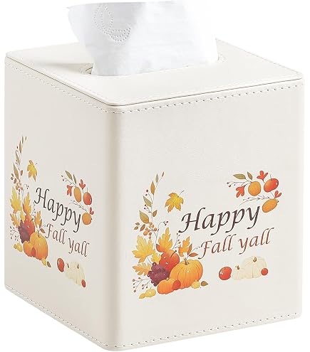 Avanti Linens Taschentuchbox-Abdeckung – Kürbis Design, Harz, Handbemalt, 14.7x14.7x15.2 Cm, Herbstliche Deko