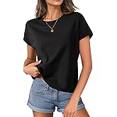 ATOFY Womens Cap Sleeve Tops T Shirts Boxy Cropped Tee Loose Fit Cotton Crewneck Short Sleeves Casual Summer Fashion Blouse