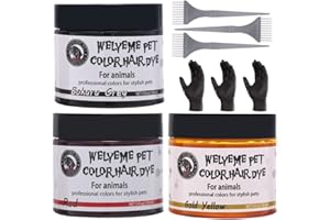 WELYEME Dog Hair Dye Set, Permanent Pet Hair Dye - 3 Dog Hair Color Brushes & Gloves, Non-Toxic Safe Dog Hair Dye kit (Yellow Black Red)
