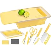 Camping Cutting Board Set - 7-in-1 Portable Foldable Chopping Board with Knife, Vegetable Washing Basket, Kitchen Essentials for Camping, RV, Picnic, Travel & Outdoor Cooking