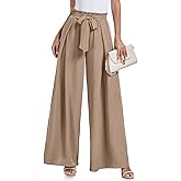 Lepunuo Wide Leg Pants for Women High Waisted Palazzo Pants Work Casual Flowy Tie Knot Trousers with Pockets