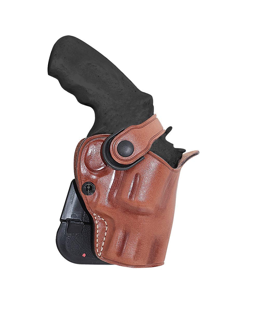 Leather Paddle OWB Revolver Holster with Retention Strap