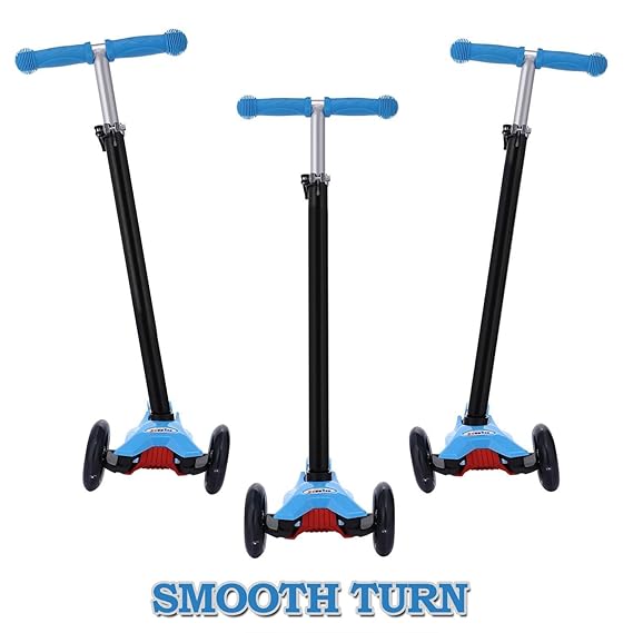 Patinete Scooter 3 Ruedas con Luces LEDs para Niños de 3 a 13 Años de Edad, Mini Scooter Inclinación a Girar, Patinete Infantil con Manillar Altura Ajustable de 68-86.5cm /(Azul/) AIMADO Regalos de vacaciones