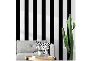 Guvana 197"x17.7" Black and White Stripe Contact Paper Peel and Stick Wallpaper Self-Adhesive Wallpaper Removable Contact Paper Modern Wallpaper for Living Room Bedroom Countertop Shelf Drawer Decor