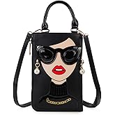 ENJOININ Women Novelty Lady Face Shoulder Bags Funky PU Leather Top Handle Satchel Handbags Clutch Purse for Women