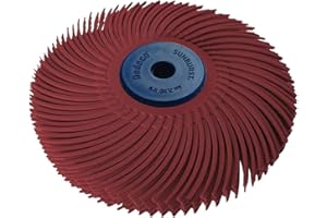 Dedeco Sunburst Radial Bristle Discs - 2”(50mm) Dia, TC Bristle, 3-Ply, 1/4”(6mm) Arbor, Precision Cleaning Buffer Polisher Rotary Tool Accessories, Standard 220 Grit, Aluminum Oxide - 1 Pack